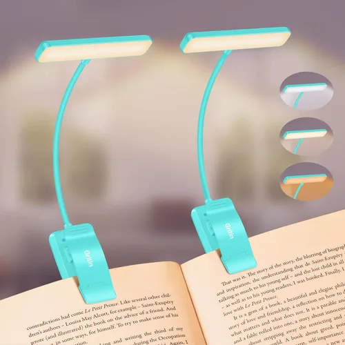 Miniatura 15 de Gritin Luz de Lectura Recargable de 19 LED para Leer en la Cama con Función de Memoria, Cuidado de los Ojos, 3 Temperaturas de Color, Brillo