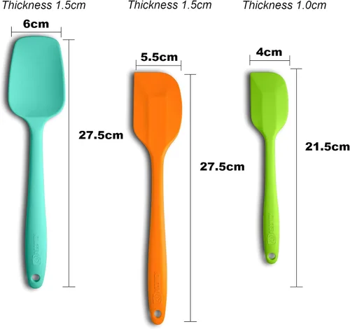 Miniatura 2 de ALLWIN HOUSEWARE - Juego de 3 espátulas de silicona resistentes al calor de 600 °F con núcleo de acero inoxidable, espátula grande, cuchara y mini