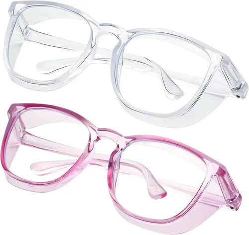 Miniatura 20 de Gafas de seguridad para enfermeras, gafas protectoras – Antivaho marco cuadrado elegante gafas transparentes para mujeres y hombres C16-negro Gery