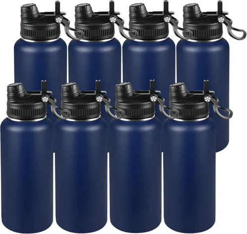 Miniatura 31 de Botella de agua aislada de 22 onzas, tapa 2 en 1 a prueba de fugas (sorbo/pajilla) + asa, botella de acero inoxidable para deportes, viajes, trabajo
