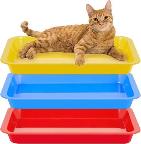 Miniatura 9 de Tessco for you 3 cajas de arena para gatitos, caja de arena abierta para gatos, de plástico impermeable, bandeja para conejos, inodoro de viaje