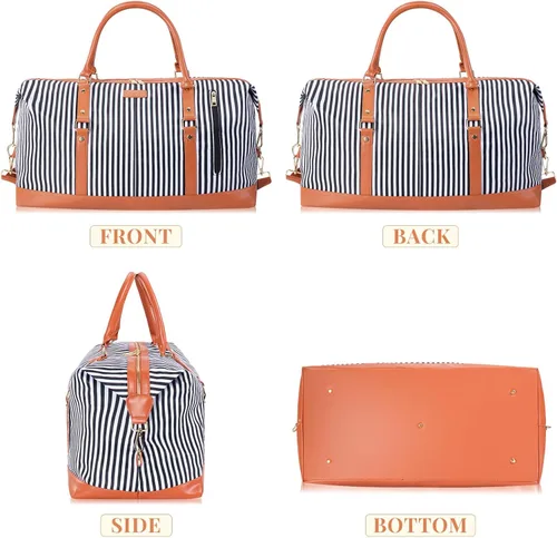 Miniatura 12 de Oflamn Bolsa de fin de semana para mujer, bolsa de lona para la noche, bolsa de viaje grande, bolsa de viaje con compartimento para zapatos, juego