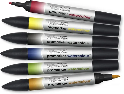 Miniatura 2 de Winsor & Newton ProMarker - Juego de marcadores de acuarela, 6 unidades, tonos básicos