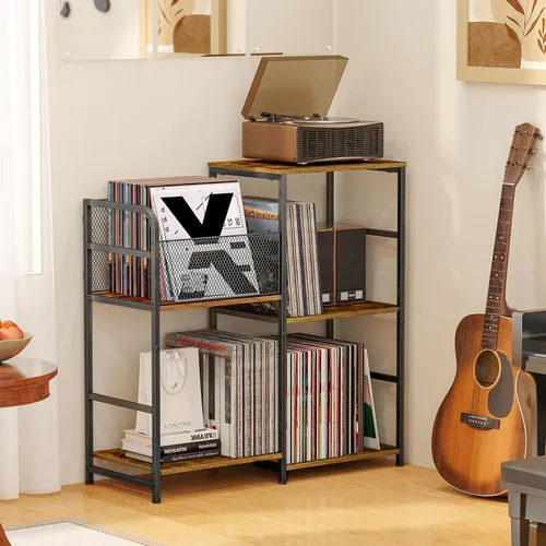 Miniatura 4 de ThreeHio Soporte para tocadiscos, soporte para tocadiscos con almacenamiento de vinilo con capacidad para hasta 300 álbumes, armario