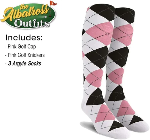 Miniatura 3 de Golf Knickers Traje de golf Albatross para hombre, gorra de golf, 3 calcetines de rombos