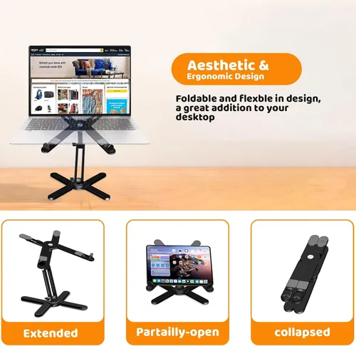 Miniatura 4 de Moallia Soporte giratorio N86 360 para laptop, altura y ángulo ajustables, elevador ergonómico de metal para trabajo colaborativo de escritorio
