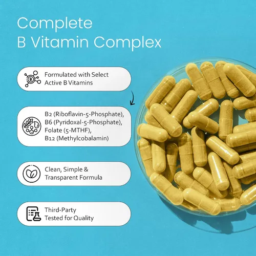 Miniatura 3 de NaturaLife Labs Complejo de vitamina B – Todas las vitaminas B, incluyendo activos B2, B6, B9 y B12 (metilcobalamina), más B1, B3, B5, B7 y vitamina
