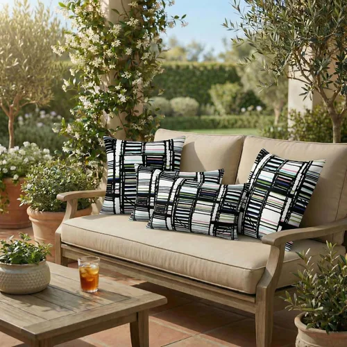 Miniatura 2 de RSH DECOR: Sunbrella Lumbar & Square Pillows Set of 4 20" x 12" & 17" x 17" Water & Fade-Resistant Fabric Outdoor Throw Pillows for Patio