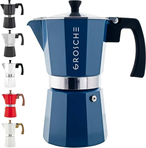 Miniatura 30 de GROSCHE Milano Cafetera Moka para Preparar Espresso en la Estufa, 9 Tazas de Café, 15.2 oz, Negro. Cafetera Cubana para Preparar Café en la Estufa