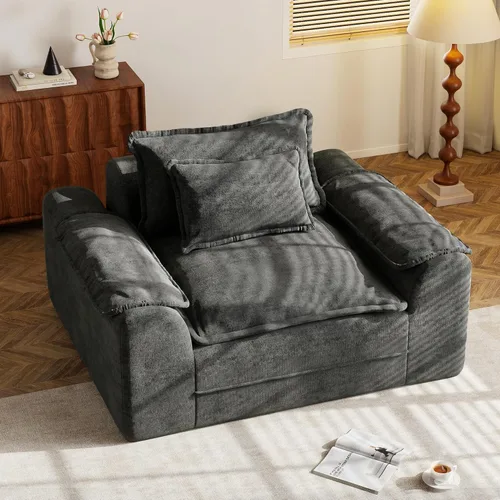Miniatura 24 de Hobestluk Cloud - Sofá individual de espuma viscoelástica con asiento profundo, sofá en forma de L con funda extraíble, sofá grande para sala