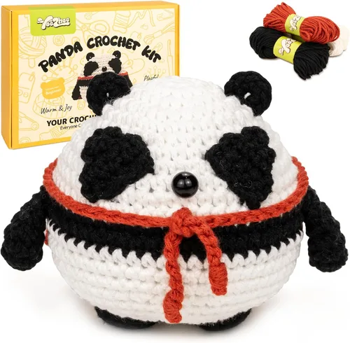 Miniatura 10 de Yeezhee Kit de ganchillo para principiantes, kit de animales de ganchillo con tutoriales en video paso a paso, kit de tejido para principiantes