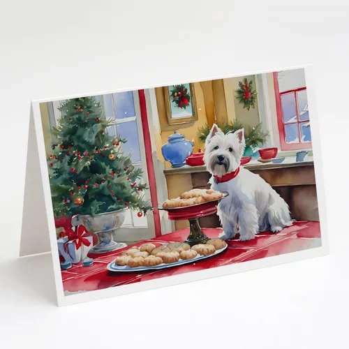 Miniatura 148 de Caroline's Treasures DAC3884GCA7P Paquete de 8 tarjetas en blanco de Navidad con galletas de husky siberiano Tarjetas de felicitación con sobres