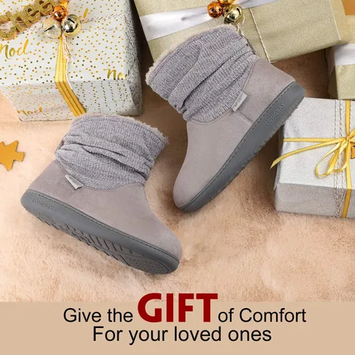 Miniatura 7 de Longbay Pantuflas de punto de chenilla cálidas para mujer de espuma viscoelástica cómodas de gamuza esponjosas de espuma viscoelástica botas de casa