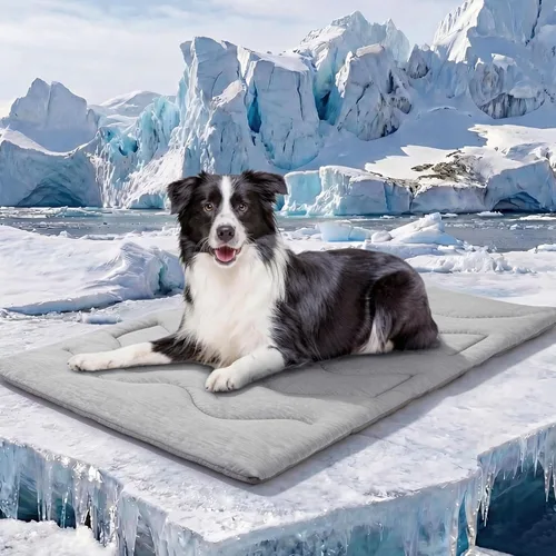 Miniatura 14 de ASENKU Tapete refrescante para perros, portátil y duradero, absorción física del calor, cama refrescante antideslizante y transpirable de verano Azul