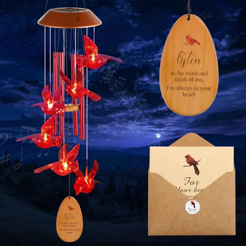 Miniatura 10 de Campanillas de viento solares de colibrí para exteriores, regalo para padre, regalos de cumpleaños para madre, marido, padrastro, mujer, abuela