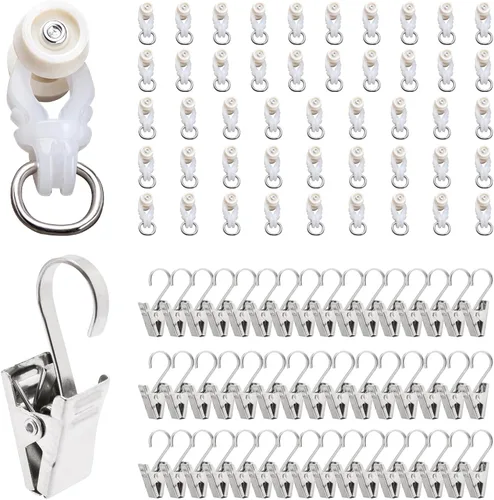 Miniatura 13 de Riel de cortina para montaje en techo, riel de cortina de techo resistente o pared de 6 pies, riel divisor de habitación blanco con clips, adecuado