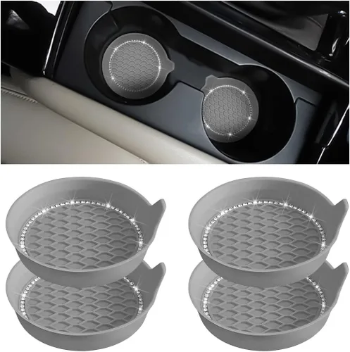 Miniatura 7 de XINLIYA 4 Piezas Posavasos Brillantes para Portavasos de Auto, Posavasos Universales con Inserto de Cristal con Diamantes de Imitación