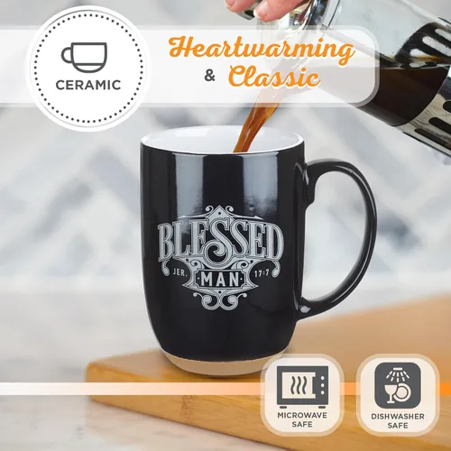 Miniatura 4 de Taza de café Christian Art Gifts: Hombre Bendito - Jeremías 17:7 Escritura inspiradora, 15 oz, Negro