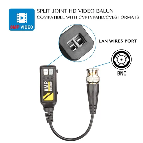 Miniatura 2 de heneng 20 pares de conectores de balun de video pasivo BNC - Soporta AHD/TVI/CVI/CVBS (hasta 8MP: 720P/960P/1080P/3MP/5MP) para cámara de seguridad