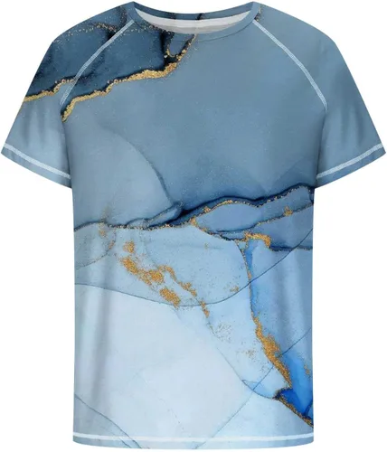 Miniatura 5 de Tops básicos Hombres Impresión Digital 3D Jersey Camisa Estampado mármol Camiseta Manga Corta Blusa Cuello Redondo
