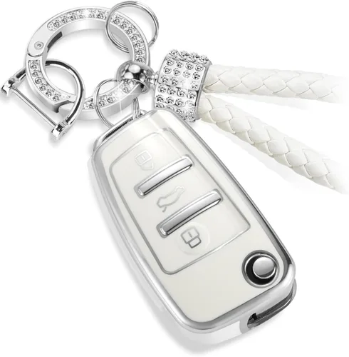 Miniatura 60 de para llavero de Cadillac con funda de TPU con superficie granulada y cuerda trenzada metálica, funda de llavero mejorada para 2020 en adelante CT4