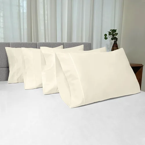 Miniatura 74 de Pizuna Juego de 2 fundas de almohada de 100 % algodón puro, tamaño estándar, color blanco, lujosas fundas de almohada de 400 hilos de satén