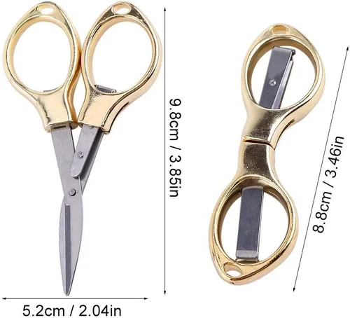 Miniatura 2 de 6 tijeras plegables de acero inoxidable antioxidantes, tijeras de seguridad con forma de mini tijeras para uso doméstico y de viaje