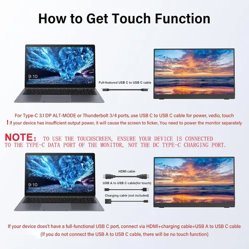 Miniatura 6 de Monitor portátil de viaje con pantalla táctil de 14 pulgadas, 1920 x 1200P IPS/HDR, extensor de pantalla para computadora portátil