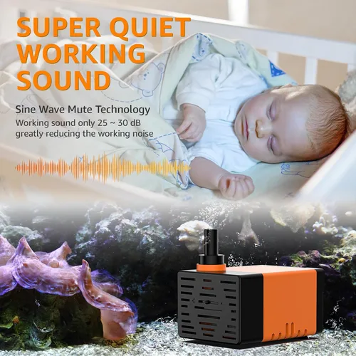 Miniatura 5 de Bomba sumergible para fuente, una bomba de agua ultra silenciosa de 100 GPH, 120 V 60 HZ, cuenta con un diseño desmontable y es adecuada