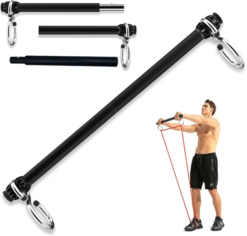 Miniatura 9 de Barra de banda de resistencia, barra de pilates portátil con bandas de resistencia, entrenamiento de gimnasio en casa, sentadillas, yoga, pilates