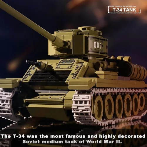 Miniatura 4 de Conjuntos de construcción de juguetes de tanques del ejército de la Segunda Guerra Mundial (1008 piezas) Compatibles con Lego, crea un tanque