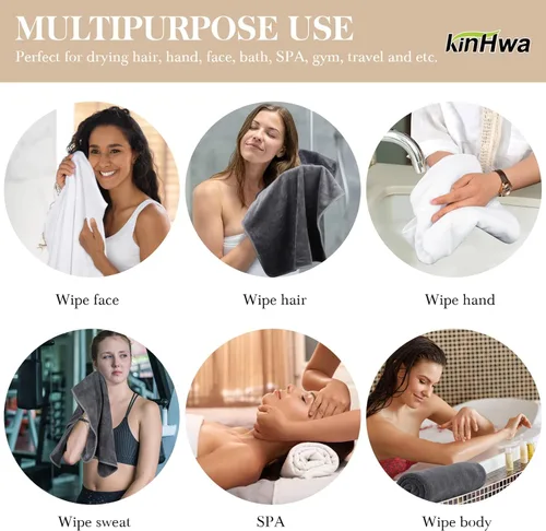 Miniatura 7 de KinHwa Toallas de mano de microfibra para baño, toallas faciales suaves y absorbentes, para baño, spa, gimnasio, 16 x 30 pulgadas, paquete de 2 Gris