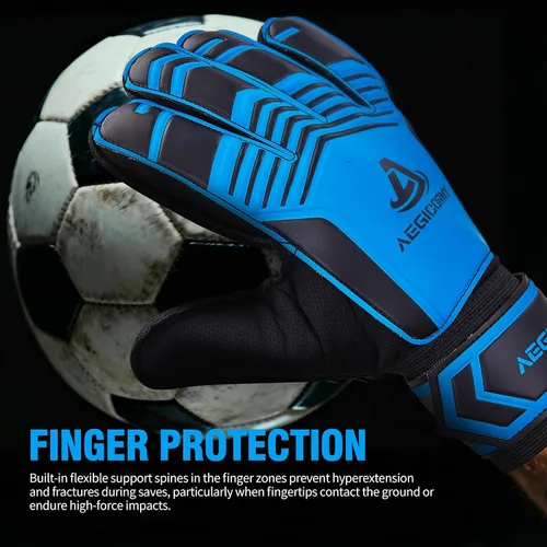 Miniatura 3 de Guantes de portero con protección para los dedos, guantes de fútbol transpirables con agarre adicional, unisex, para jóvenes y adultos, negro/verde