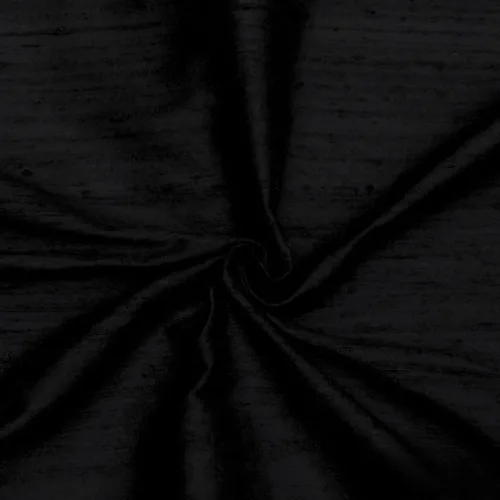 Fabric Mart Direct Tela Dupioni de seda pura 100% negra por el patio, 1 yarda 41 pulgadas de ancho de seda cruda pura color sólido negro al por