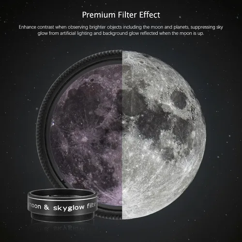Miniatura 2 de Astromania Filtro de luna para telescopio de 1.25 pulgadas, filtro Moon Skyglow reduce el deslumbramiento de la luna y mejora el detalle del cráter