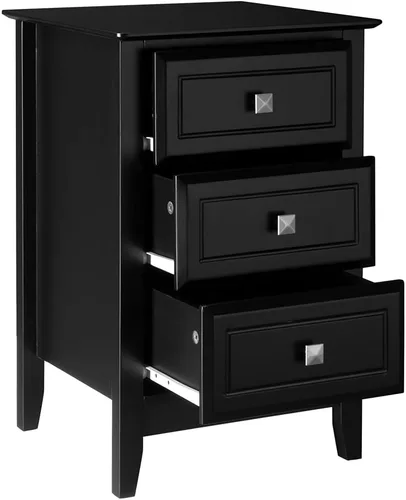 Miniatura 5 de Bonnlo - Juego de 2 mesitas de noche con 3 cajones de almacenamiento para el dormitorio, la sala de estar o la habitación de los niños, color negro