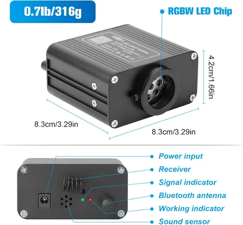 Miniatura 2 de CHINLY Twinkle - Kit de 150 piezas de luces de fibra óptica Starlight Headliner de 6.5 pies y 0.03 pulgadas, modo música, control remoto por