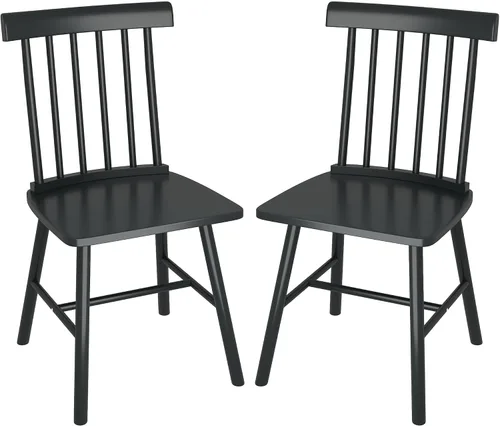 Miniatura 10 de HOMCOM Juego de 4 sillas de comedor Windsor, sillas de cocina de madera estilo granja con estructura de madera de goma y respaldo de aspas para Negro