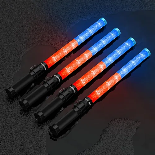 Miniatura 23 de E-riding Paquete de 8 Bastones de Seguridad para Control de Tráfico Aéreo de 21 pulgadas, Bastón de Señalización de Seguridad de Tráfico con Luz LED