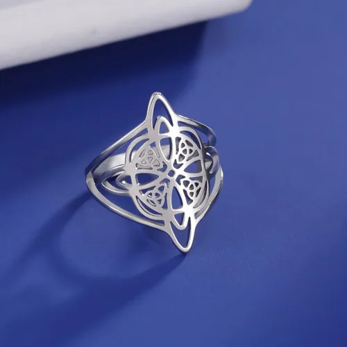 Miniatura 44 de TEAMER Anillo de nudo de brujas, amuleto celta de acero inoxidable, joyería vintage para mujer