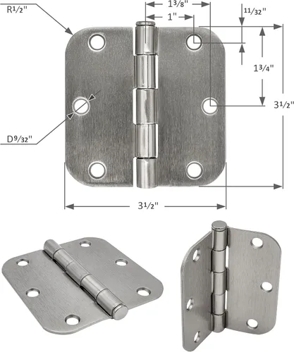 Miniatura 9 de A Key Tech Juego completo de pomo de puerta de privacidad y 3 bisagras de puerta con tapón magnético para puerta, kit completo de herrajes