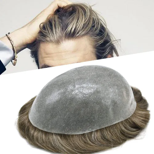 Miniatura 29 de Hair Nature - Tupé para hombres, sistema de repuesto de piezas de cabello humano, unidades de pelo negro con bucle en V de piel fina, 100% cabello