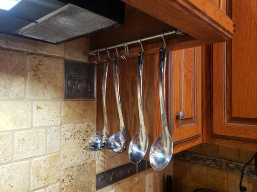 Miniatura 5 de Audmore Estante para utensilios de cocina, 2 unidades, ollas y sartenes de 15.6 pulgadas, estante colgante de pared, tapa de acero inoxidable 304, 7