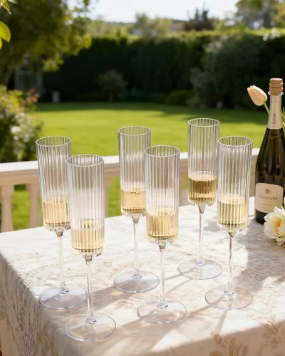 Miniatura 6 de Ciaell Paquete de 24 copas de champán de plástico – Copas de champán desechables acanaladas de 6 onzas – Copas de mimosa vintage transparentes