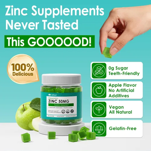 Miniatura 8 de Zinc Gummies 50mg + Quercetin & Bromelain, Vitamin C & D3, Copper, Selenium, Fermented Zinc Supplements for Women and Men for Immune Defense
