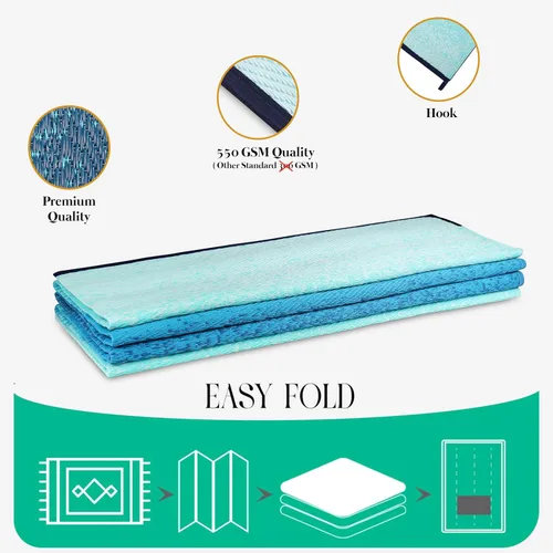 Miniatura 6 de Alfombra para exteriores, impermeable, lavable, reversible, resistente a las manchas, plegable, alfombra de paja de plástico reciclado, alfombra