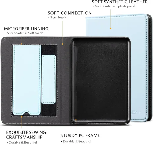 Miniatura 3 de CoBak Case for 6" E-Reader - PU Leather Smart Cover with Auto Sleep/Wake & Hand Strap