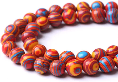 Miniatura 3 de 36 PIEZAS Cuentas de Malaquita Roja de 10 MM, Cuentas Redondas Sueltas de Gema Natural para Hacer Joyería 38 cm
