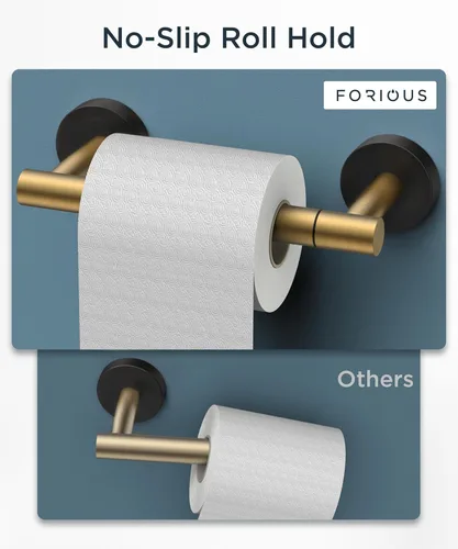 Miniatura 78 de FORIOUS Soporte de pared para papel higiénico, soporte de rollo de papel higiénico de doble poste giratorio de acero inoxidable para baño, Blanco