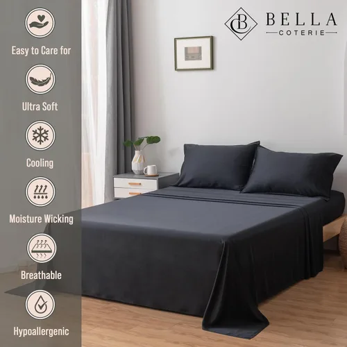 Miniatura 2 de Bella Coterie - Juego de sábanas de viscosa de bambú de lujo tamaño Queen 100% cultivado orgánicamente Ultra suave Refrescante para personas